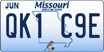 MO license plate QK1C9E