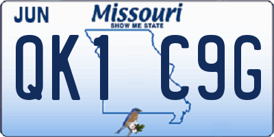 MO license plate QK1C9G