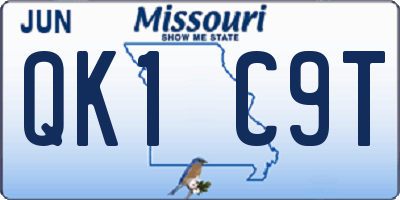 MO license plate QK1C9T