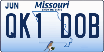 MO license plate QK1D0B