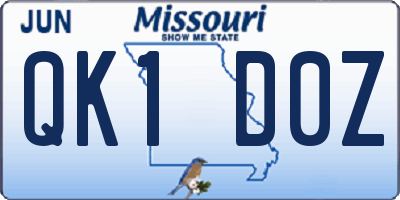 MO license plate QK1D0Z