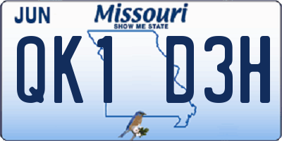 MO license plate QK1D3H