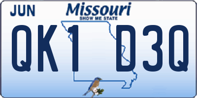 MO license plate QK1D3Q
