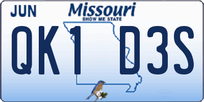 MO license plate QK1D3S