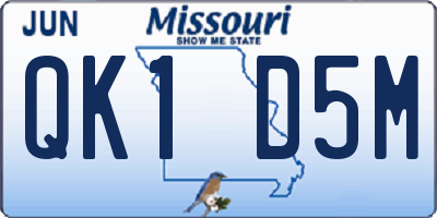 MO license plate QK1D5M
