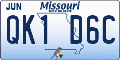 MO license plate QK1D6C