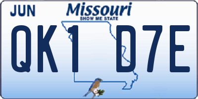 MO license plate QK1D7E