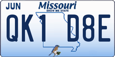 MO license plate QK1D8E