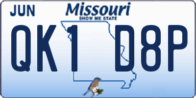 MO license plate QK1D8P