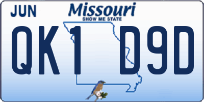 MO license plate QK1D9D