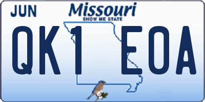 MO license plate QK1E0A