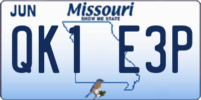 MO license plate QK1E3P