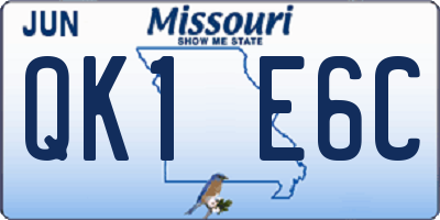 MO license plate QK1E6C