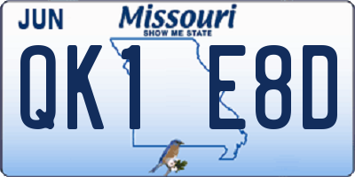 MO license plate QK1E8D