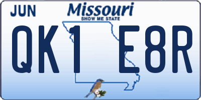 MO license plate QK1E8R