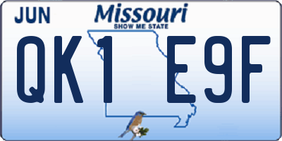 MO license plate QK1E9F