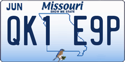 MO license plate QK1E9P