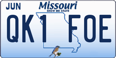 MO license plate QK1F0E