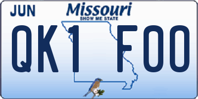 MO license plate QK1F0O