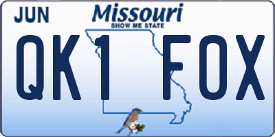 MO license plate QK1F0X