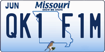 MO license plate QK1F1M