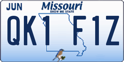 MO license plate QK1F1Z