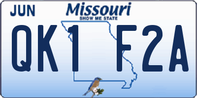 MO license plate QK1F2A