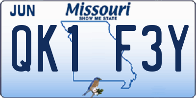 MO license plate QK1F3Y