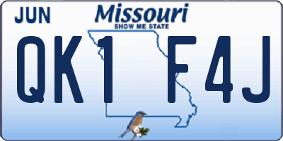 MO license plate QK1F4J