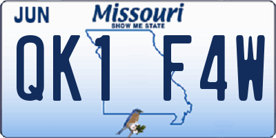 MO license plate QK1F4W