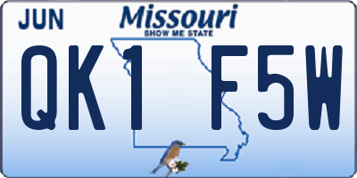 MO license plate QK1F5W