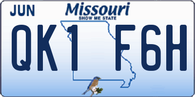 MO license plate QK1F6H