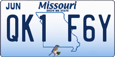 MO license plate QK1F6Y