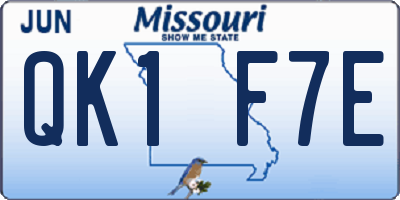 MO license plate QK1F7E
