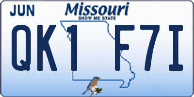 MO license plate QK1F7I
