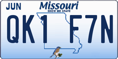 MO license plate QK1F7N