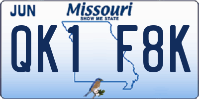MO license plate QK1F8K