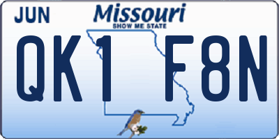 MO license plate QK1F8N
