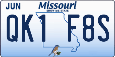 MO license plate QK1F8S