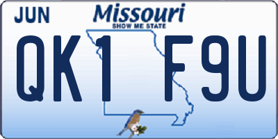 MO license plate QK1F9U