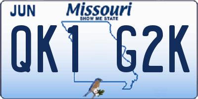 MO license plate QK1G2K