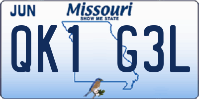 MO license plate QK1G3L