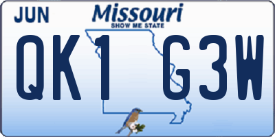 MO license plate QK1G3W