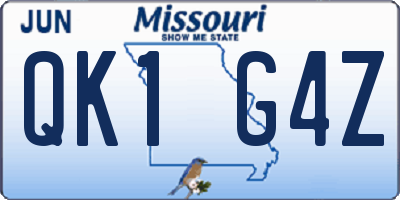 MO license plate QK1G4Z