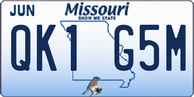 MO license plate QK1G5M