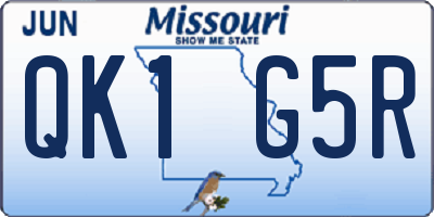 MO license plate QK1G5R