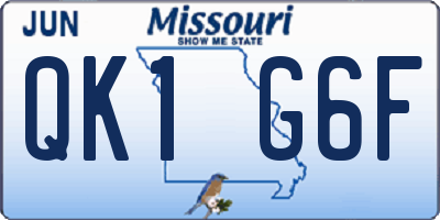 MO license plate QK1G6F