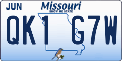 MO license plate QK1G7W