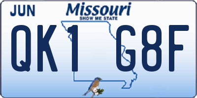 MO license plate QK1G8F
