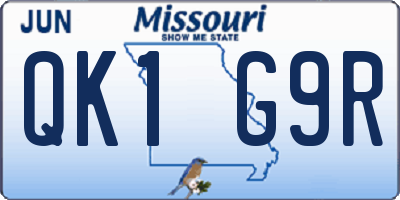 MO license plate QK1G9R
